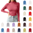 thumbnail image 1 of ZUBKTES Sweaters for Women Solid Stretchable Turtleneck Sweater Fall Winter Base Ribbed Long Sleeve Slim Fit Lightweight Pullover, 1 of 7