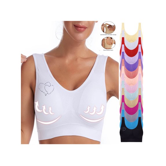 ZUBMGKTE Jelly Bras for Women No Underwire Full Coverage Plus Size Support Seamless