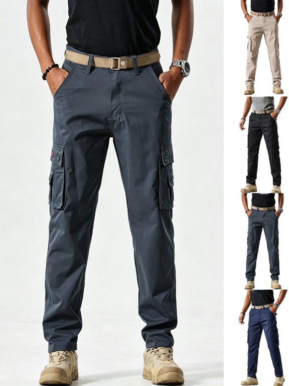 Men's Cargo Work Pants Casual Combat Travel Pants with Multi Pockets, Relaxed Fit