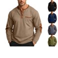 thumbnail image 1 of ZUBMGKTE Men's Casual Midweight Sweatshirt Pullover Sweater Casual Long Sleeve Stand Collar Quarter Button SweatersS-2xl, 1 of 1