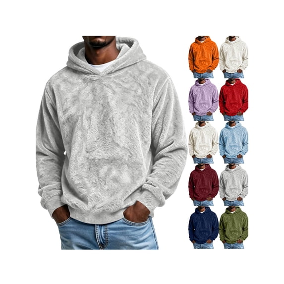 ZUBMGKTE Men's Fuzzy Sherpa Sweatshirt Fashion Pullover Fleece Hoodies Sweatshirt for Men