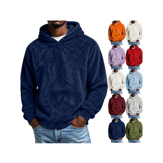 ZUBMGKTE Men's Fuzzy Sherpa Sweatshirt Fashion Pullover Fleece Hoodies Sweatshirt for Men