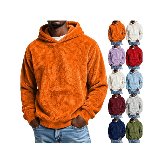ZUBMGKTE Men's Fuzzy Sherpa Sweatshirt Fashion Pullover Fleece Hoodies Sweatshirt for Men