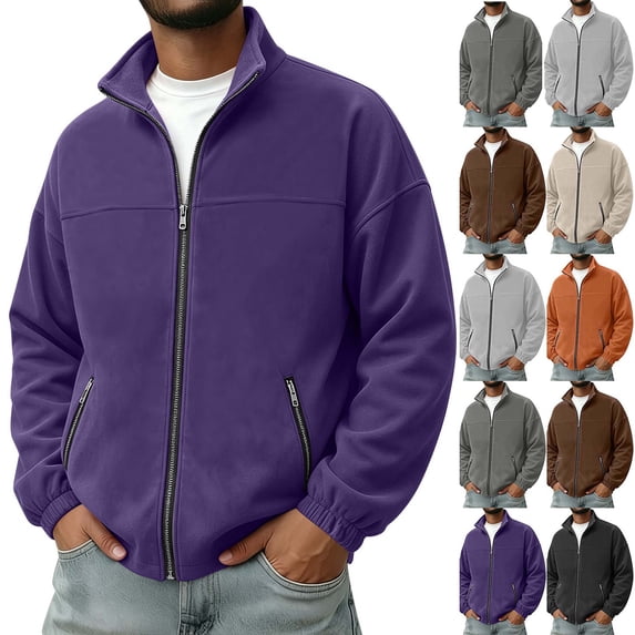 ZUBMGKTE Men's Suede Leather Bomber Jacket Casual Coat for Men Jacket with Two Pockets