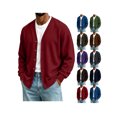 thumbnail image 1 of ZUBMGKTE Men's V Neck Button Down Cardigan Sweater with Pockets Long Sleeve V Neck Button Down Knit Cardigan with Pockets, Soft Classic Sweater for Casual Daily Wear, Business and Layering, 1 of 6