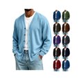 thumbnail image 1 of ZUBMGKTE Men's V Neck Button Down Cardigan Sweater with Pockets Long Sleeve V Neck Button Down Knit Cardigan with Pockets, Soft Classic Sweater for Casual Daily Wear, Business and Layering, 1 of 6