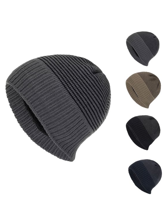 Mens Beanie Hats , Winter Hats for Men Women Warm Thermal Fleece Lined, Thick Knit Fashion Skull Cap for Guys