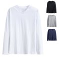 thumbnail image 1 of ZUBMGKTE Mens Casual Slim Fit Long Sleeve T-Shirts Soft Lightweight V-Neck Size S to 4XL, 1 of 7