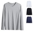 thumbnail image 1 of ZUBMGKTE Mens Casual Slim Fit Long Sleeve T-Shirts Soft Lightweight V-Neck Size S to 4XL, 1 of 3