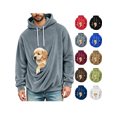 thumbnail image 1 of ZUBMGKTE Mens Hoodies Pet Holder Cat Dog Large Pouch Carriers Pullover with Drawstring Sweatshirt, 1 of 6