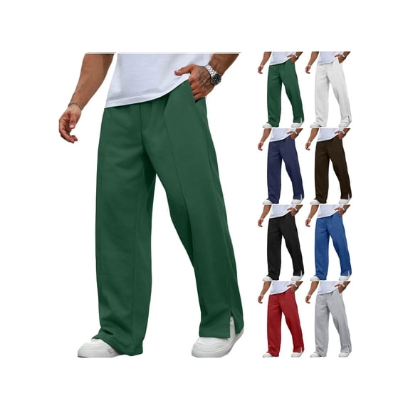 ZUBMGKTE Pants for Men Casual Elastic Waist Loose Straight with Pockets