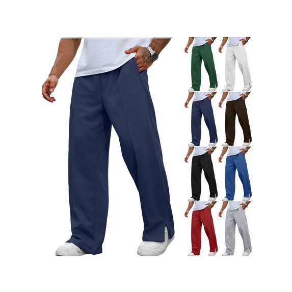 ZUBMGKTE Pants for Men Casual Elastic Waist Loose Straight with Pockets