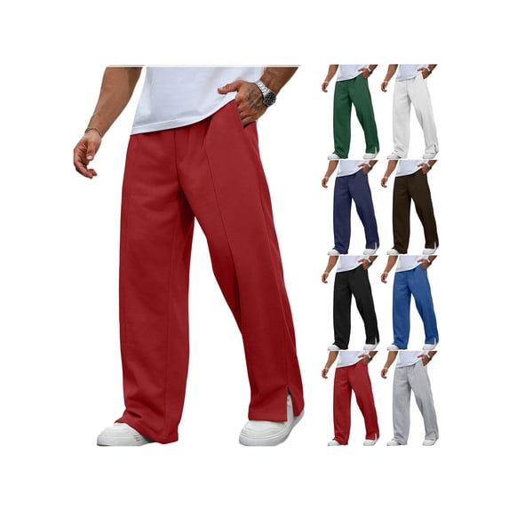 ZUBMGKTE Pants for Men Casual Elastic Waist Loose Straight with Pockets