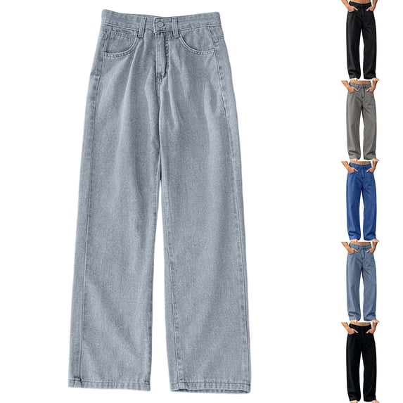 ZUBMGKTE Wide Leg Jeans For Men Baggy Denim Pants Y2k Hip Hop Trousers