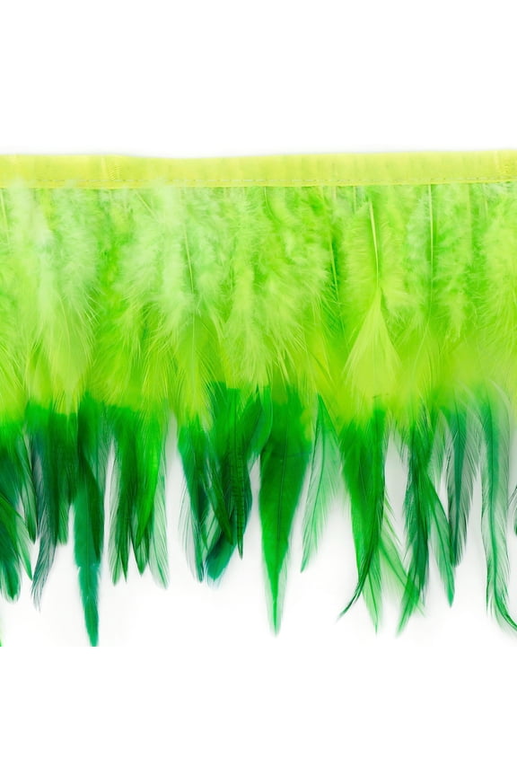 1 yd 6-8" Feather Fringe - Green Rooster Trim Sewing Craft Supplies