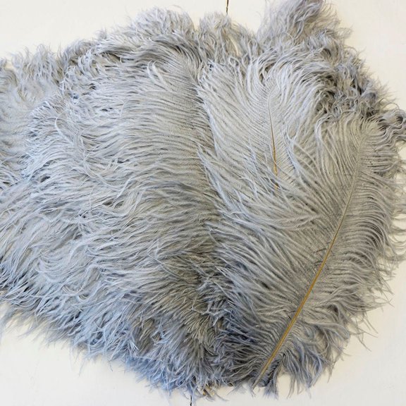 ZUCKER 25pc Large Ostrich Feather Wedding Decorations - 17" Centerpiece Home Decor (Silver - Gray)