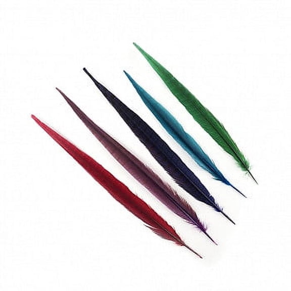 ZUCKER Assorted Pheasant Tails Mix Dyed Feathers - 14 - 18" - 25pcs - Gem Mix