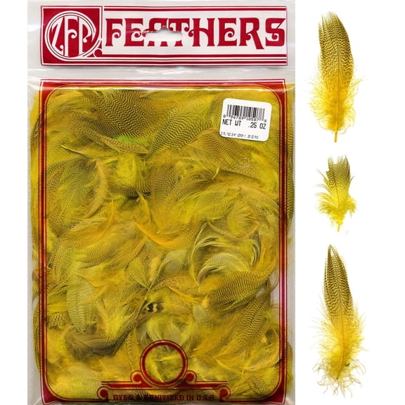 ZUCKER Duck Plumage Mallard Feathers 2 - 4" - 230 pcs - Lemon Yellow