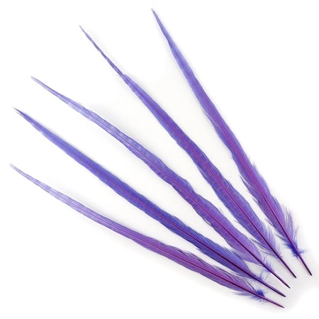 ZUCKER Ringneck Pheasant Tails Bleached -Dyed Feathers - 20 - 24" - 5pcs - Flourescent Lilac