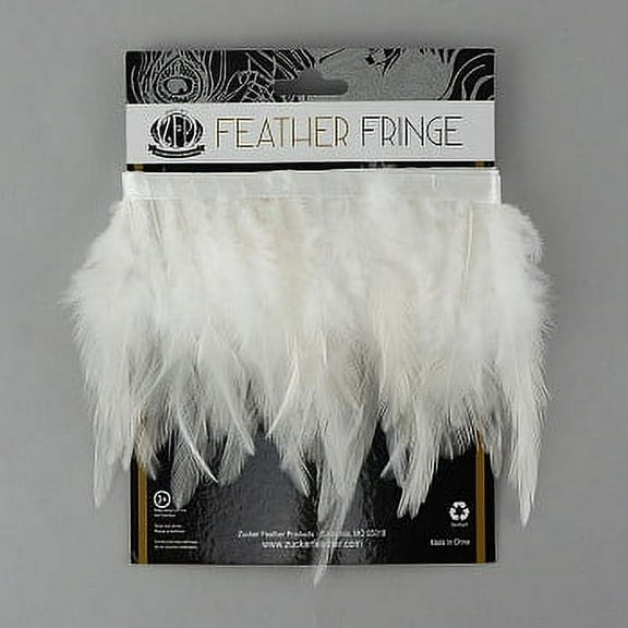 ZUCKER Rooster Saddle Feather Fringe Trim - 1 yd White Costume Sewing Craft Supplies - 3 - 6"