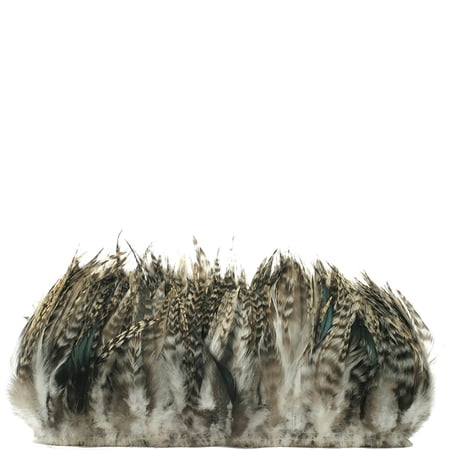 ZUCKER™ Strung Rooster Grey Chinchilla Saddle Feathers - 6 - 8" - 1.25yds - Natural