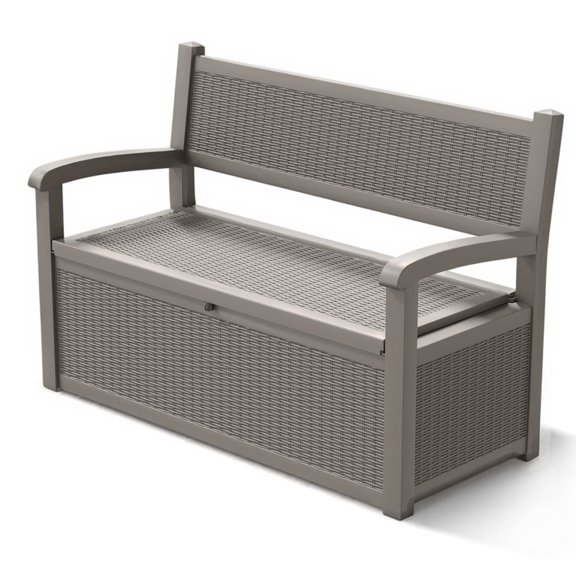 70 Gallon Storage Bench Deck Box Outdoor with Armrests, Waterproof Lockable Storage Furniture for Porch, Patio and Garden(51.06×24.17×35.24 inches)