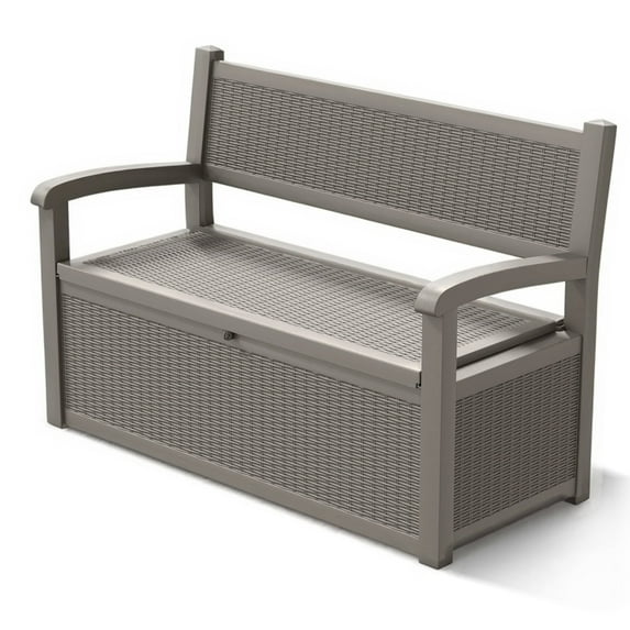 70 Gallon Storage Bench Deck Box Outdoor with Armrests, Waterproof Lockable Storage Furniture for Porch, Patio and Garden(51.06×24.17×35.24 inches)