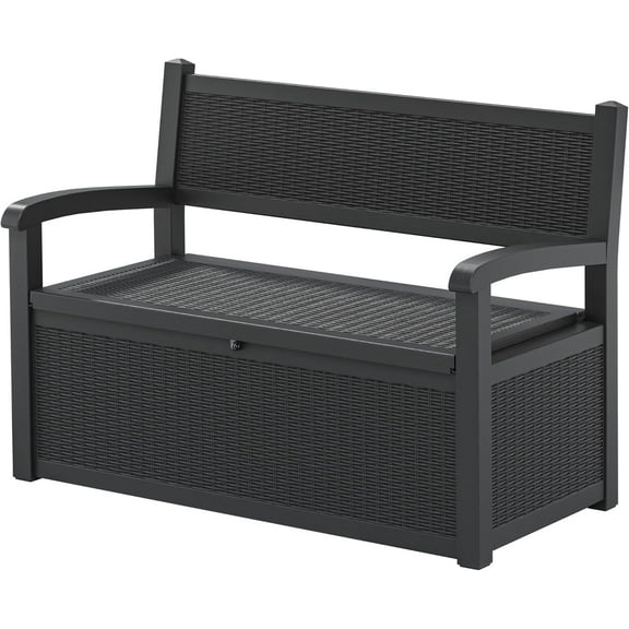 70 Gallon Storage Bench Deck Box Outdoor with Armrests, Storage Furniture Waterproof Lockable for Porch Patio and Garden(51.06*24.17*35.24")
