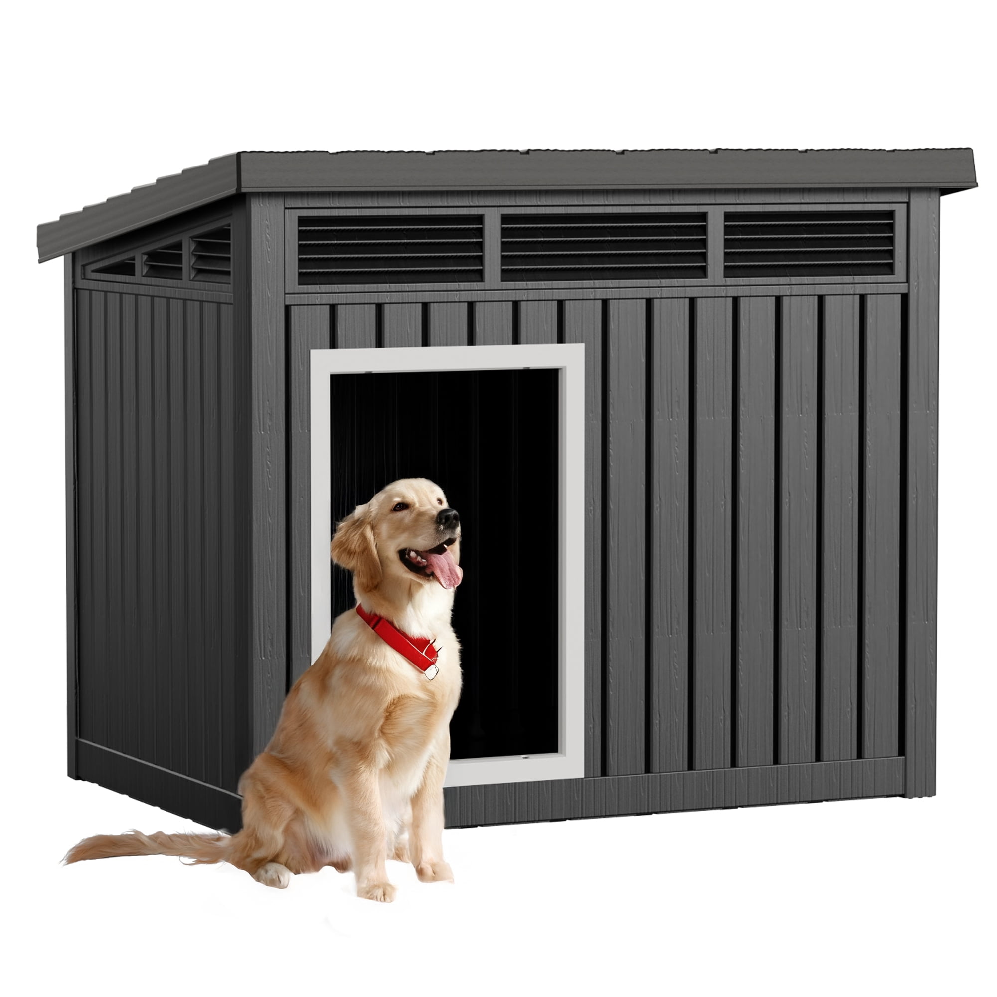 Dog House for Indoor & Outdoor Use - Weatherproof Roof & Removable Floor, Fits Small to Medium Dogs