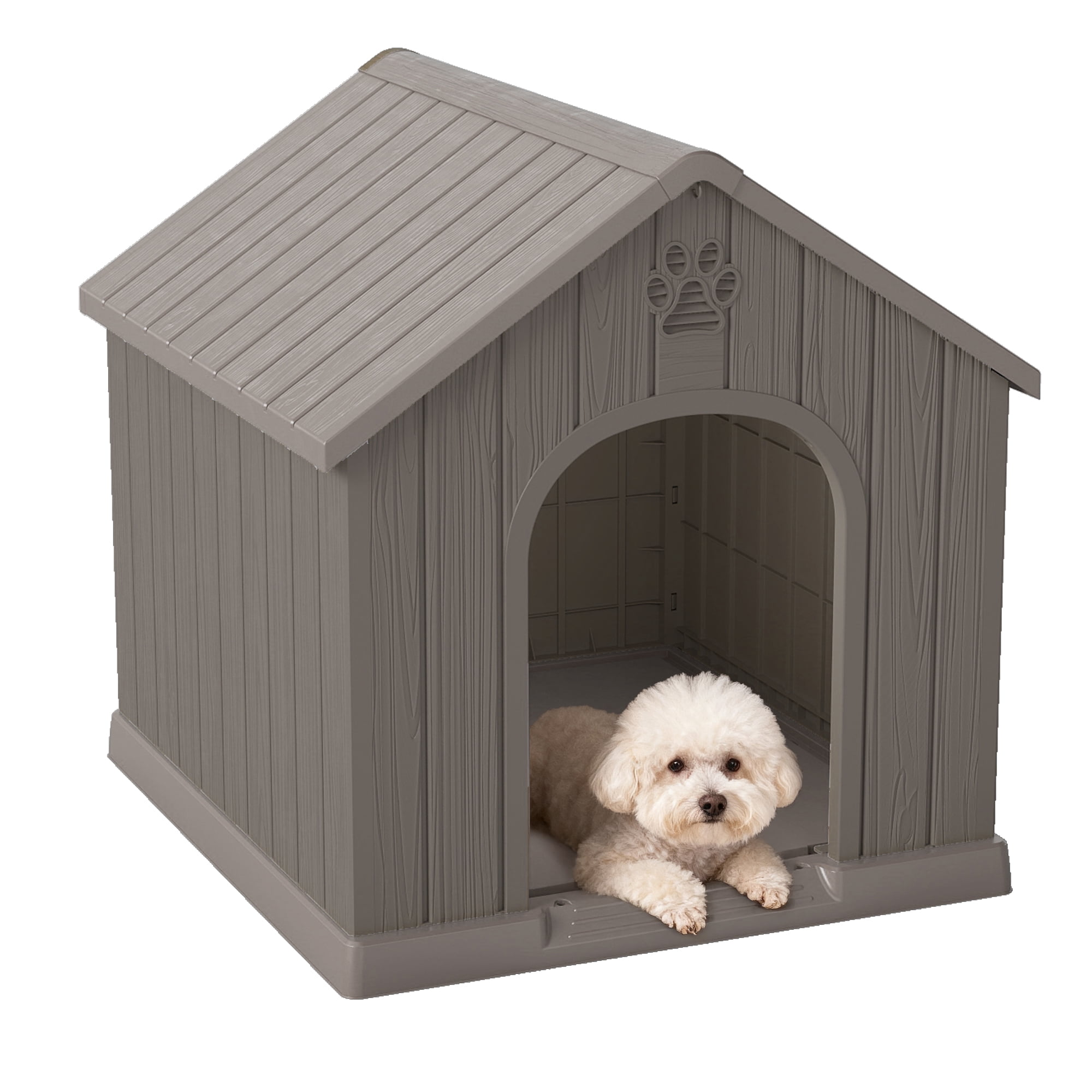 ZUCONKITCH Indoor/Outdoor Weather-Resistant Dog House, Elevated Pet Shelter with Sloped Roof & Ventilation, Durable Dog Kennel for Medium to Large Dogs