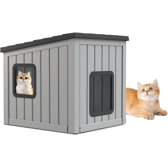 Outdoor Waterproof Cat House, PP Material, Insulated Shelter for Cats & Small Dogs, Easy to Assemble with Vents