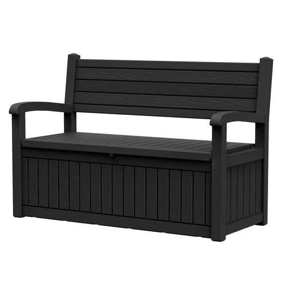 ZUCONKITCH Oversized Outdoor Flip-Top Storage Bench, Lockable All-Weather Patio Seating, Eco-Friendly Low-Maintenance Garden Bench for Backyard, Deck & Poolside