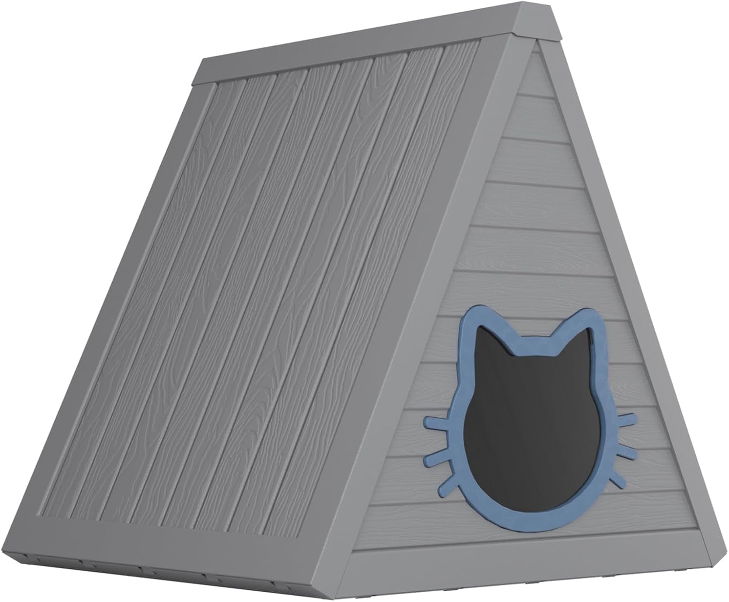 Triangle Outdoor Cat House - Resin Cat House, Elevated & Ventilated Cat Houses for Outdoor Cats in Garden, Patio, or Yard