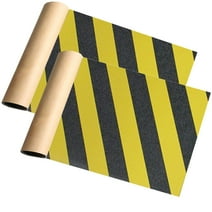 ZUEXT 2 Pack 9" x 33" Skateboard Grip Tape Sheets, Bubble Free Waterproof Black and Yellow Stripes Scooter Griptape, Sandpaper for Rollerboard Stairs Pedal Pistol Wheelchair Steps(84x23cm)