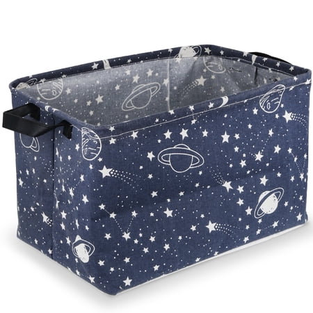 ZUEXT Large Laundry Basket, Waterproof, Freestanding Laundry Hamper, Collapsible Tall Clothes Hamper with Extended Handles for Clothes Toys in the Dorm and Family (Blue Starry Sky)