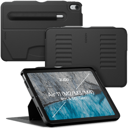 ZUGU CASE for iPad Air 11 (M2/M3/M4) 2024/2025/2026 & Gen 4 & 5 10.9 Inch (2020/2022) - Protective, Ultra Thin, Magnetic Stand, Sleep/Wake Cover - Black
