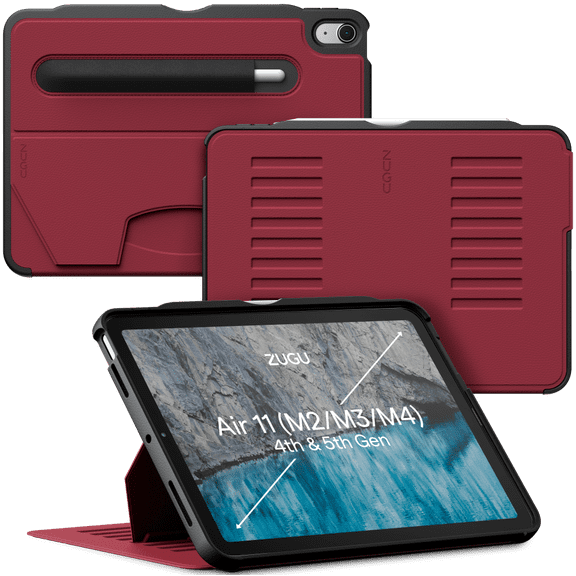 ZUGU CASE for iPad Air 11 (M2/M3/M4) 2024/2025/2026 & iPad Air Gen 4 & 5 10.9 Inch (2020/2022) - Protective, Ultra Thin, Magnetic Stand, Sleep/Wake Cover - Red