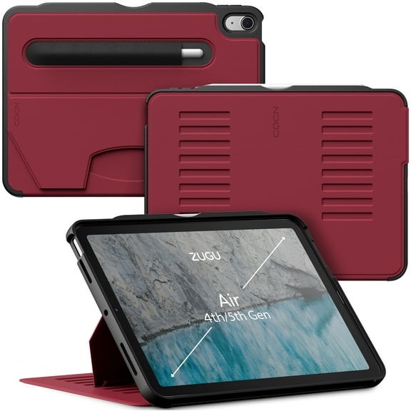 ZUGU CASE for iPad Air 11 (M2/M3) 2024/2025 & iPad Air Gen 4 & 5 10.9 Inch (2020/2022) - Protective, Ultra Thin, Magnetic Stand, Sleep/Wake Cover - Red