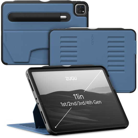 ZUGU Case for iPad Pro 11 inch (1st, 2nd, 3rd & 4th Gen) 2018/2020/2021/2022 - Slim Protective Case - Wireless Apple Pencil Charging - Convenient Magnetic Stand & Sleep/Wake Cover - (Slate Blue)