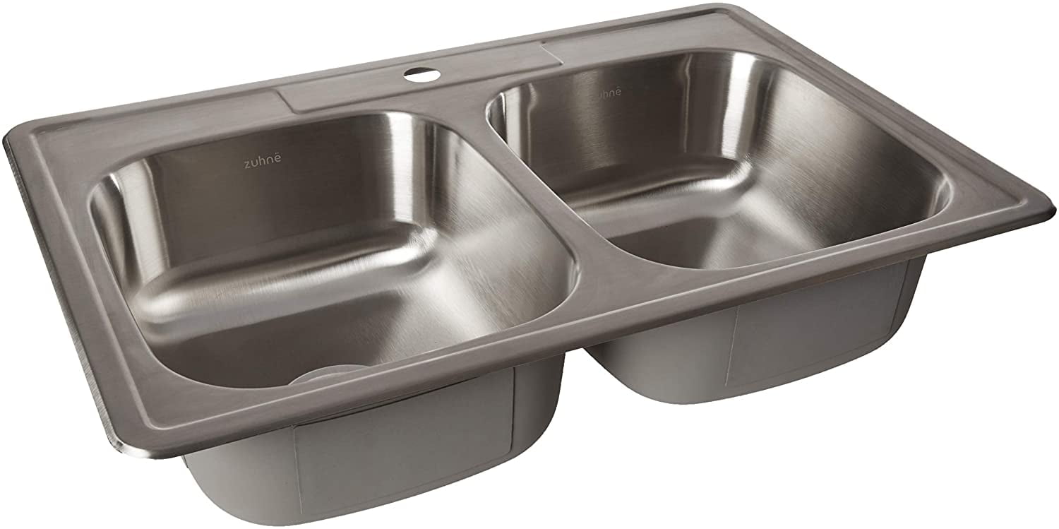 ZUHNE Drop In Kitchen Sink Stainless Steel 33 by 22 Double Bowl