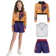 ZUITEH 3PCS Girls Rumi Demon Hunters Costume, Kids Anime Cosplay Halloween Outfit for Fancy Party Carnival Theme Dress Up