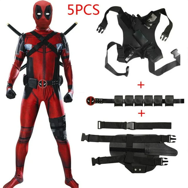 ZUITEH Deadpool Costume Cosplay Kids Adult Suit Anime Superhero