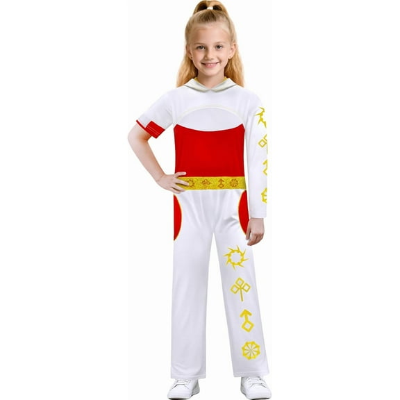 ZUITEH Girls Zombies Costume, Little Kids Nova Halloween Cosplay 1PCS Hooded Jumpsuit Clothes Outfit for 5-12 Years, Fancy Dress up Costume Party Playsuit Costume