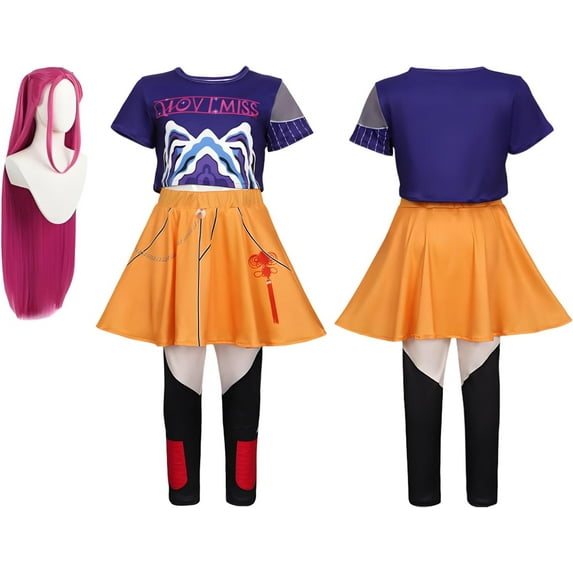 ZUITEH Halloween Anime Cosplay Miras Costumes,Popular Singer Idol Group T-Shirts Skirt Suit With Wig Full Set, Pop Star Dress Up Stage Outfits For School Party Carnival Festival Performance