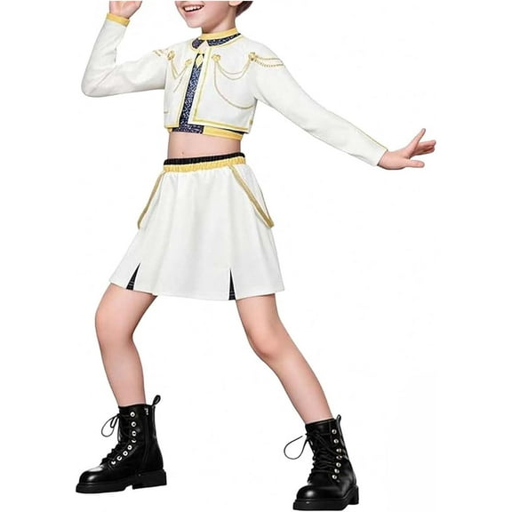 ZUITEH Halloween Cosplay Costume for Girl Kids, Popular Singers Idol Stage Role Play Stage Costume Performance Outfits for Halloween Cosplay Dress Up for Women Girls Idol Group