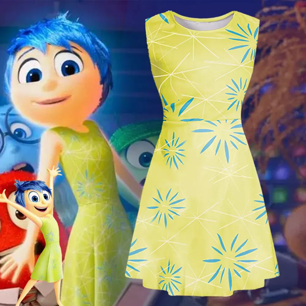 ZUITEH Inside Out 2 Joy Cosplay Costume Girls Women Halloween Party Show Figure Dress Joy