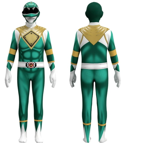 ZUITEH Power Rangers Cosplay Jumpsuit Fancy Dress up costume party Playsuit M Size,Green