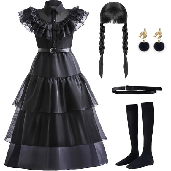 Satmonnus Halloween Cosplay Costume, Black Halloween Costumes Dress for Black Family Cosplay Costumes Dress Up Party Dress 4-14Y