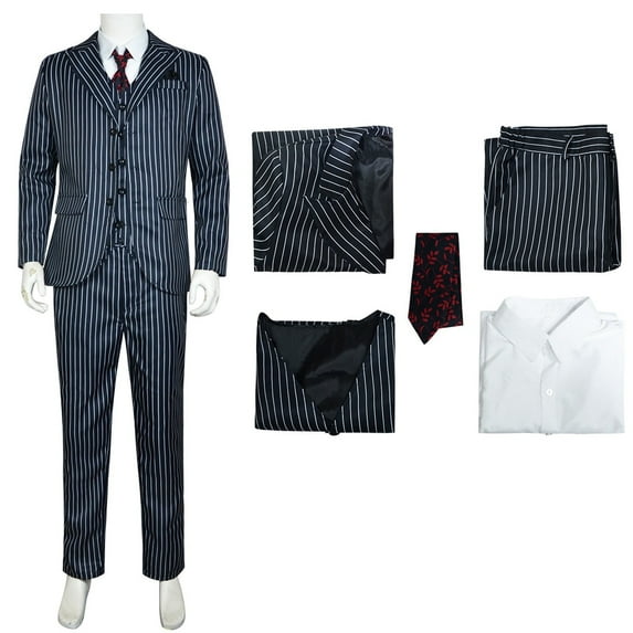 ZUITEH Wed Season 2 Cosplay Gomez Costume, Black White Striped Uniform Family Gomez Costume Cosplay Suit,Fancy Dress up Costume Party Playsuit Costume Cosplay for Adults