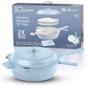 ZUKA Ceramic Pan by Granitestone, 10 in 1 Ceramic Deep Frying Pans Set with Steamer, Large Saute Pan with Lid, Everyday Skillet, Non Toxic Pans for Cooking, Nonstick, Induction Oven & Dishwasher Safe